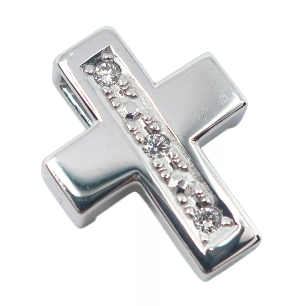 Tasaki Cross Pendant Top 14 White Gold/Diamond Cross 1.2g Women